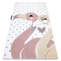 Tappeto PETIT FLAMINGOS FENICOTTERI CUORI crema