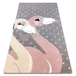 Tappeto PETIT FLAMINGOS FENICOTTERI CUORI grigio