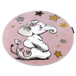 Tappeto PETIT L'ÉLÉPHANT ELEFANTE STELLA cerchio rosa