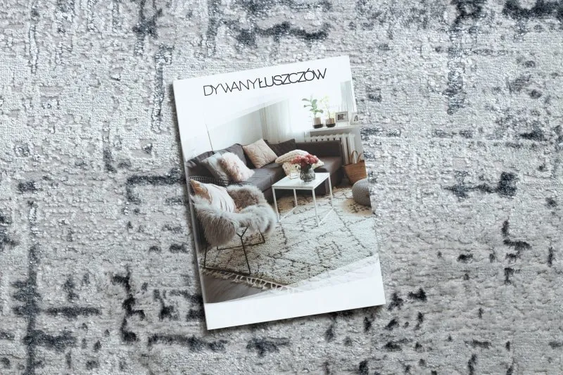 Dywan MEFE nowoczesny 8722 Linie vintage przecierany - Strukturalny, dwa poziomy runa szary / biały