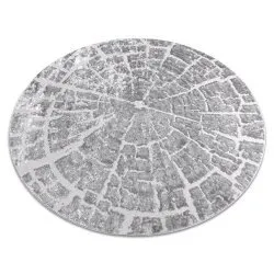 Tappeto MEFE moderno Cerchio 6185 Albero Legna - Structural due livelli di pile grigio