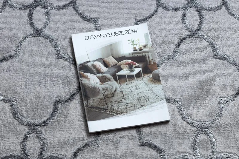 Dywan MEFE nowoczesny 8504 Koniczyna, kwiatki - Strukturalny, dwa poziomy runa ciemnoszary