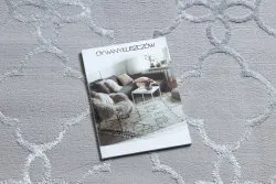 Dywan MEFE nowoczesny 8504 Koniczyna, kwiatki - Strukturalny, dwa poziomy runa szary / biały