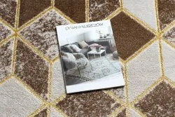Dywan MEFE nowoczesny B400 Kostka, geometryczny 3D - Strukturalny, dwa poziomy runa ciemny beż