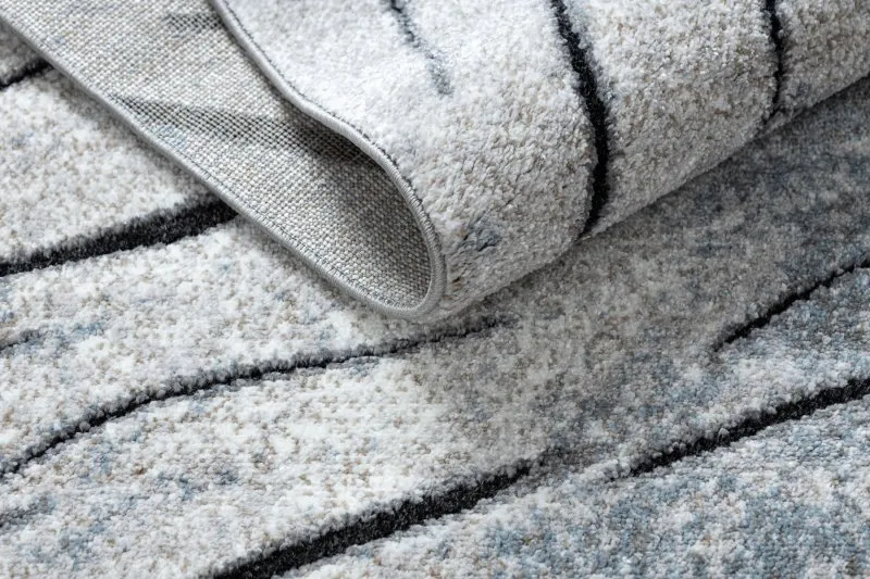 Dywan nowoczesny COZY 8874 Timber, Drzewo, drewno - Strukturalny, dwa poziomy runa szary / niebieski