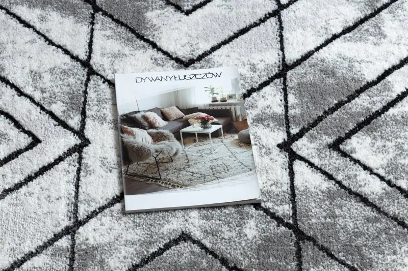 Dywan nowoczesny COZY Tico, geometryczny - Strukturalny, dwa poziomy runa szary