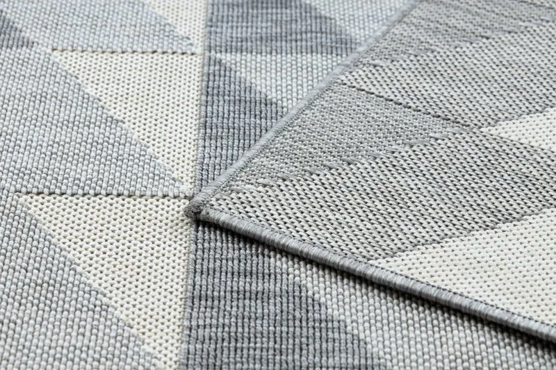 Tappeto SPRING 20406332 quadri triangoli, di corda, ad anello - grigio