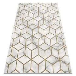 Tappeto EMERALD esclusivo 1014 glamour, elegante cubo crema / oro