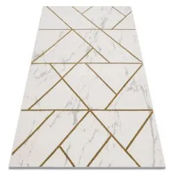Tappeto EMERALD esclusivo 1012 glamour, elegante géométrique, Marmo crema / oro