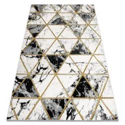 Tappeto EMERALD esclusivo 1020 glamour, elegante Marmo, triangoli nero / oro