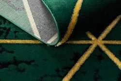 Dywan EMERALD ekskluzywny 1020 glamour, stylowy marmur, trójkąty butelkowa zieleń / złoty