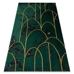 Tappeto EMERALD esclusivo 1016 glamour, elegante art deco, Marmo verde bottiglia / oro