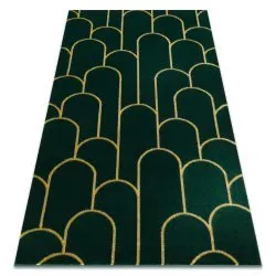 Tappeto EMERALD esclusivo 1021 glamour, elegante art deco, verde bottiglia / oro