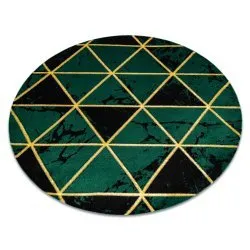 Tappeto EMERALD esclusivo 1020 cerchio - glamour, elegante Marmo, triangoli verde bottiglia / oro