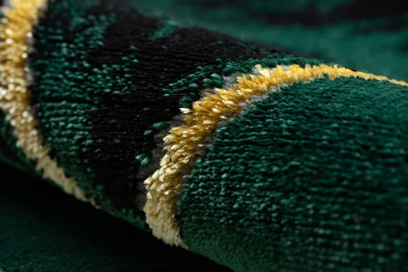 Dywan EMERALD ekskluzywny 1020 koło - glamour, stylowy marmur, trójkąty butelkowa zieleń / złoty