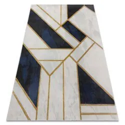 Tappeto EMERALD esclusivo 1015 glamour, elegante Marmo, géométrique blu scuro / oro