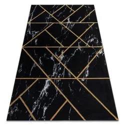 Tappeto EMERALD esclusivo 2000 glamour, elegante géométrique, Marmo nero / oro