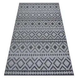 Tappeto Structural SOLE D3852 Boho, quadri - tessuto piatto grigio