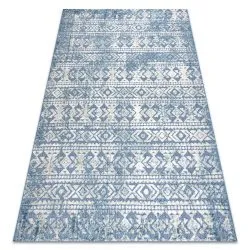 Tappeto Structural SOLE D3732 azteco, quadri - tessuto piatto blu / beige