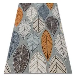 Tappeto moderno MUNDO E0641 fogliame da esterno blu / beige