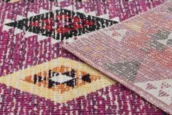 Dywan nowoczesny MUNDO D7701 romby, boho outdoor różowy / beż
