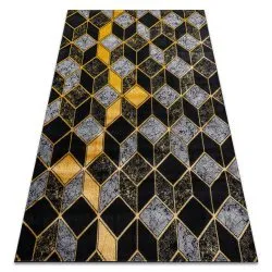Tappeto GLOSS moderno 400B 86 elegante, glamour, art deco, 3D geometrico nero / oro