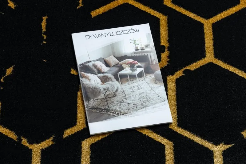 Dywan GLOSS nowoczesny  407C 86 stylowy, glamour, art deco czarny / złoty
