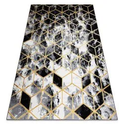 Tappeto moderno 3D GLOSS 409A 82 Cubo elegante, glamour, art deco nero / oro / grigio