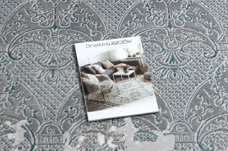 Dywan CORE W3824 Ornament Vintage - Strukturalny, dwa poziomy runa, jasnoniebieski / krem / szary