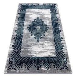Tappeto CORE W9797 Frame, Rosetta - strutturale, due livelli di pile, blu / grigio
