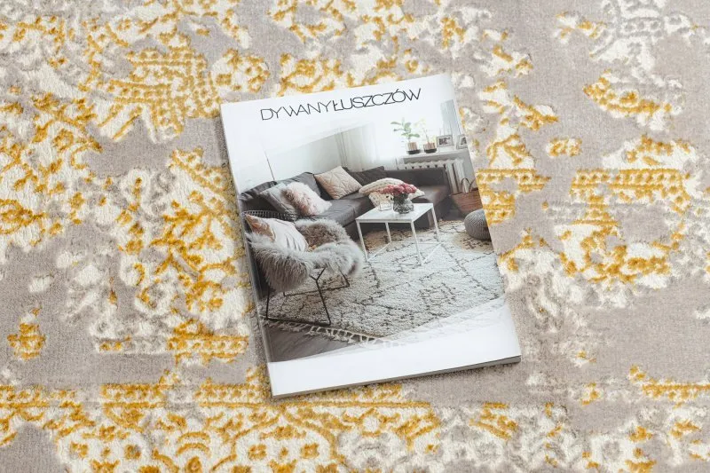 Dywan CORE 3807 Ornament Vintage - Strukturalny, dwa poziomy runa, beż / złoty