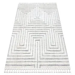 Tappeto SEVILLA Z788A labirinto, greco bianca / grigio Frange berbero marocchino shaggy