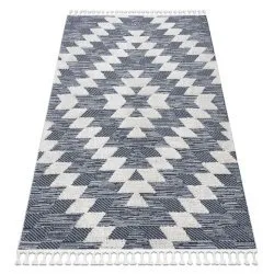 Tappeto SEVILLA Z250A diamanti blu / grigio Frange berbero marocchino shaggy