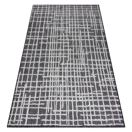 Tappeto SISAL SION Traliccio, Linee 22144 tessuto piatto nero / ecru