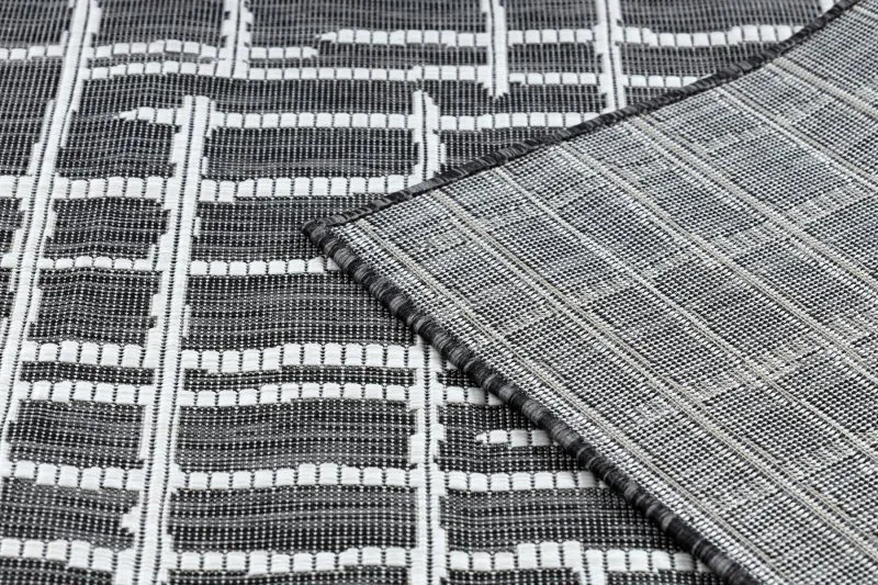 Tappeto SISAL SION Traliccio, Linee 22144 tessuto piatto nero / ecru