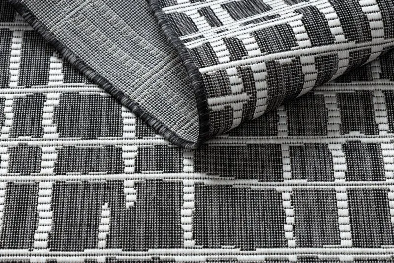 Tappeto SISAL SION Traliccio, Linee 22144 tessuto piatto nero / ecru