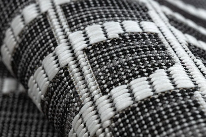 Tappeto SISAL SION Traliccio, Linee 22144 tessuto piatto nero / ecru