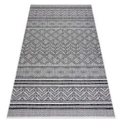 Tappeto SISAL SION ZIGZAG, Diamanti Boho 22168 tessuto piatto nero / ecru