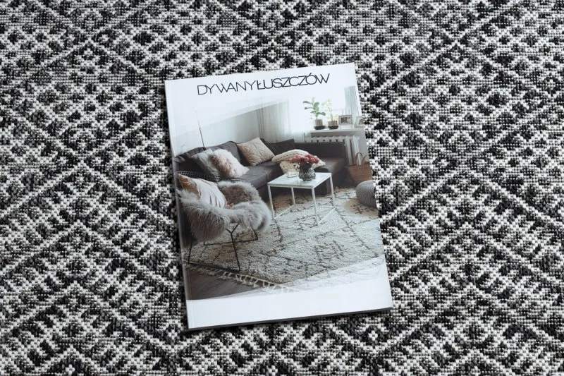 Tappeto SISAL SION ZIGZAG, Diamanti Boho 22168 tessuto piatto nero / ecru