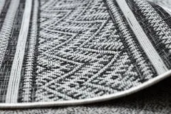 Tappeto SISAL SION ZIGZAG, Diamanti Boho 22168 tessuto piatto nero / ecru