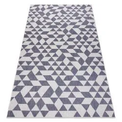 Tappeto SISAL SION Geometrico, triangoli 22373 tessuto piatto ecru / blu / rosa