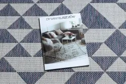 Dywan SZNURKOWY SIZAL SION Geometryczny, Trójkąty 22373 płaskie tkanie ecru / niebieski / róż