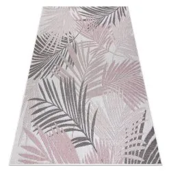 Tappeto SISAL SION foglie di palma, tropicale 2837 tessuto piatto ecru / rosa