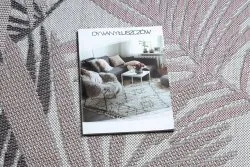 Dywan SZNURKOWY SIZAL SION Liście Palmy , tropikalny 2837 płaskie tkanie ecru / róż