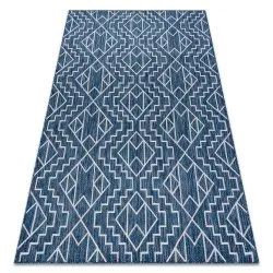 Tappeto SISAL SION Geometrico, Diamanti 21778 tessuto piatto blu scuro / ecru