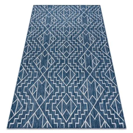 Tappeto SISAL SION Geometrico, Diamanti 21778 tessuto piatto blu scuro / ecru