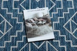 Tappeto SISAL SION Geometrico, Diamanti 21778 tessuto piatto blu scuro / ecru