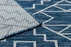 Tappeto SISAL SION Geometrico, Diamanti 21778 tessuto piatto blu scuro / ecru