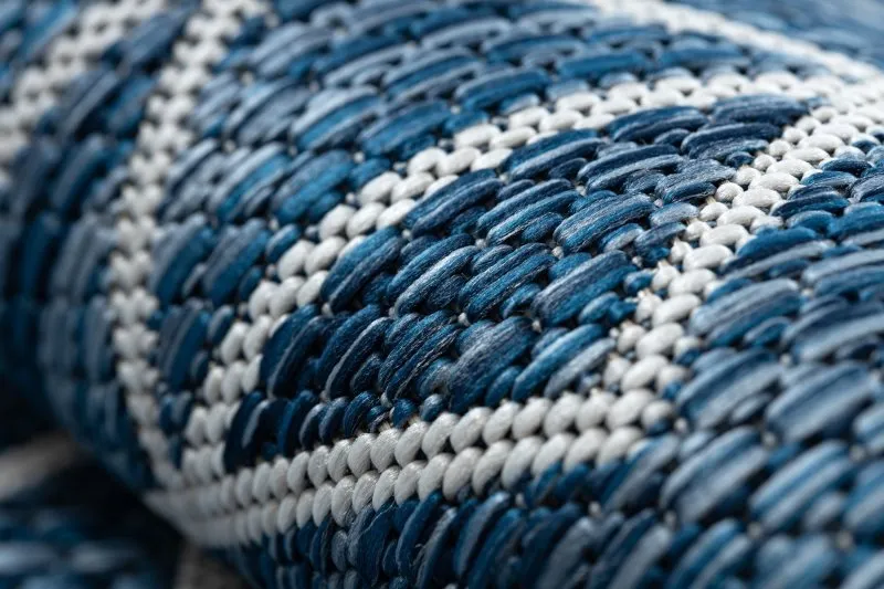 Tappeto SISAL SION Geometrico, Diamanti 21778 tessuto piatto blu scuro / ecru