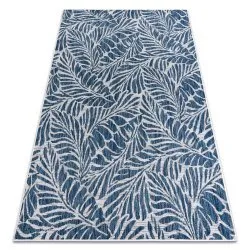 Tappeto SISAL SION Le foglie 22151 tessuto piatto ecru / blu scuro